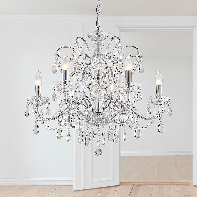 6 Light Crystal Chandelier Light Fixture Modern Chandelier Crystal Lighting