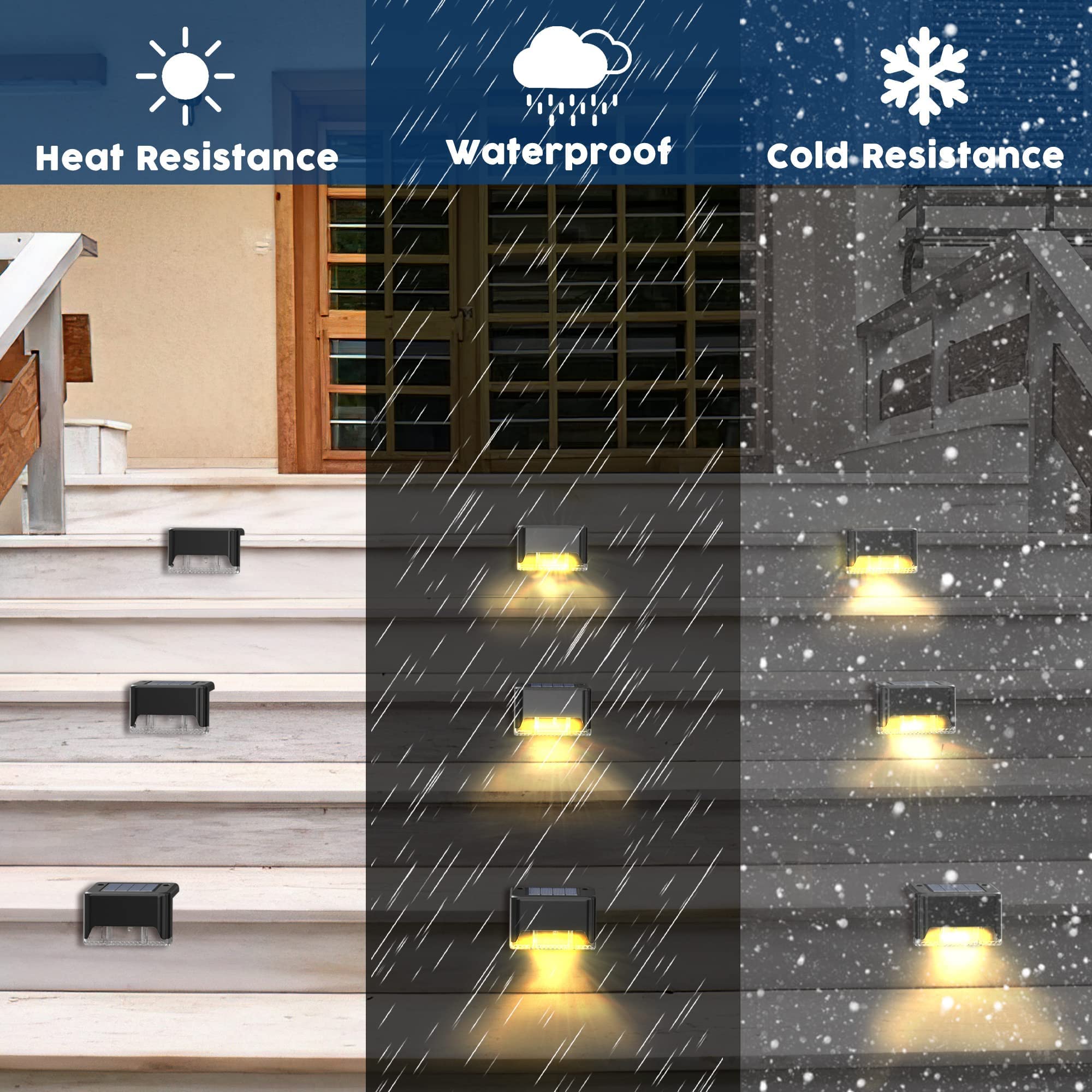 Solar Deck Lights, 16 Solar Step Lights Waterproof LED Solar Stair Lights