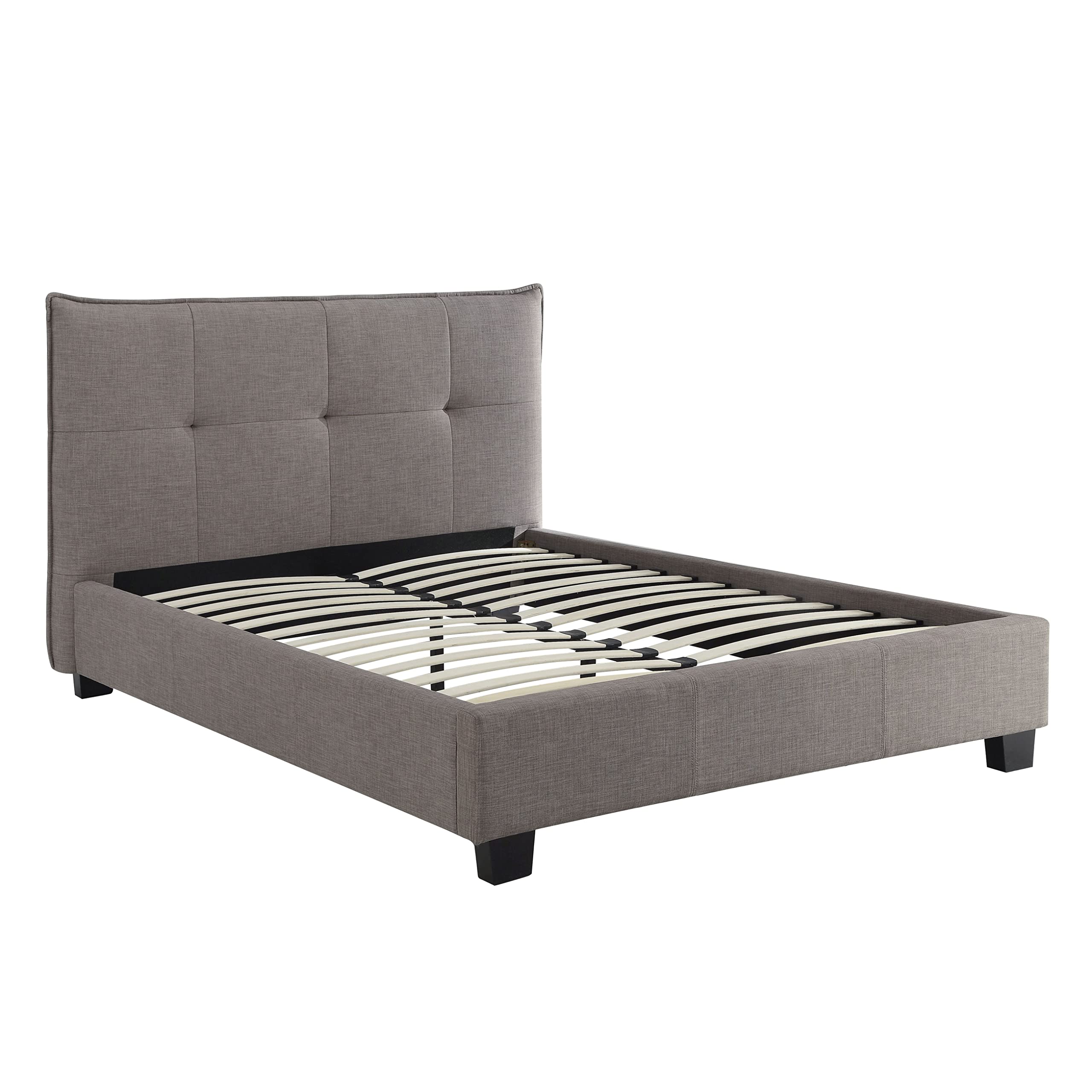 Modus Furniture Solid Wood Upholstered Platform Bed, King, Adona - Dolphin Linen