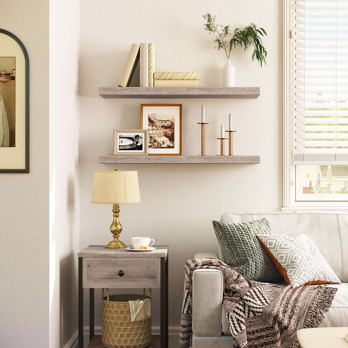 Floating Shelves, Wall Shelf Set of 2, Hanging Shelf with Invisible Brackets