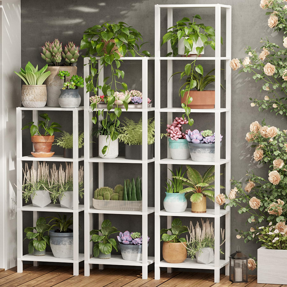 Bookshelf, 6-Tier Tall Book Shelf, Narrow Bookcase for Small Space, DIY Stackable Bookshelf, for Living Room, Office, Study, Entryway, Industrial, White BS01BW006