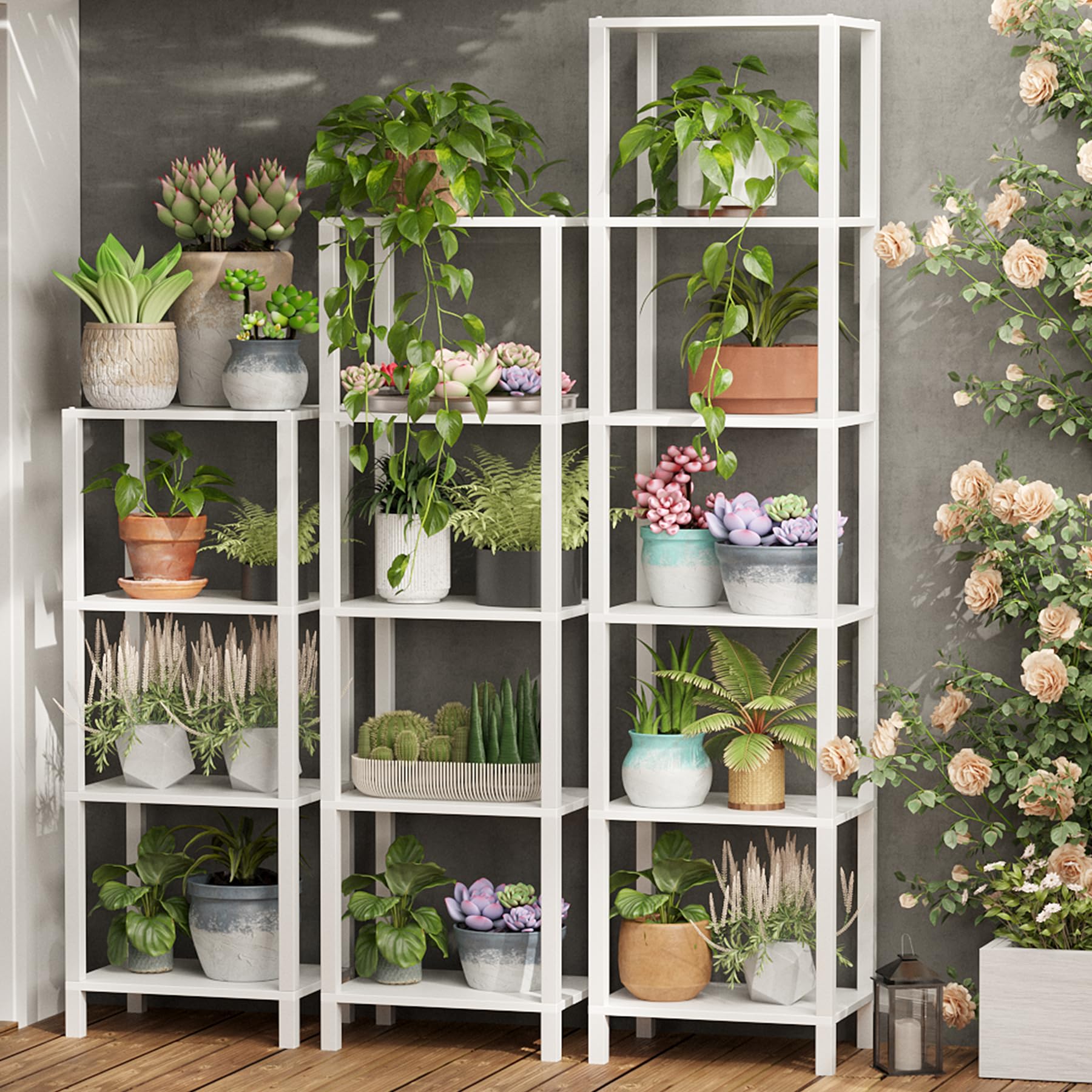 Bookshelf, 6-Tier Tall Book Shelf, Narrow Bookcase for Small Space, DIY Stackable Bookshelf, for Living Room, Office, Study, Entryway, Industrial, White BS01BW006