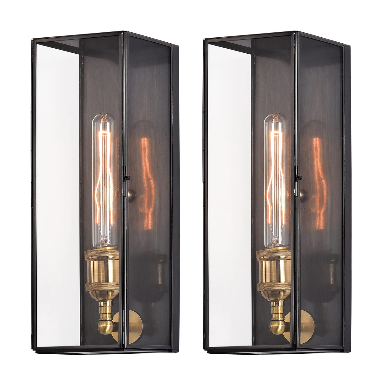 Outdoor Wall Lanterns Set of Two, Solid Brass Waterproof Exterior Light Fixtures