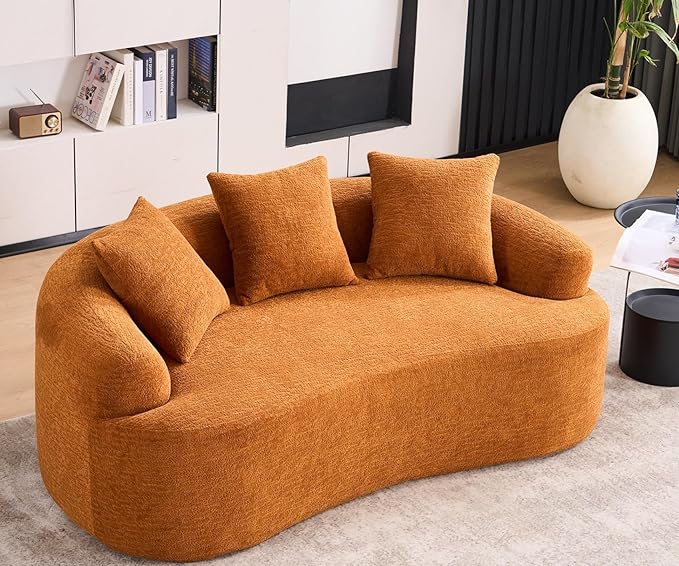 Loveseat Chenille Couches with 3 Pillows, Oversized Upholstered Luxury Plush Cloud Sofa