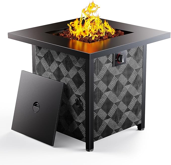 28Inch Propane Fire Pit Table, 50,000 BTU Outdoor Gas Fire Pit Table