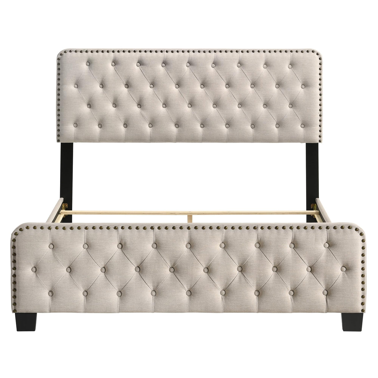 Keanu Transitional Button Tufted Fabric Upholstered Bed