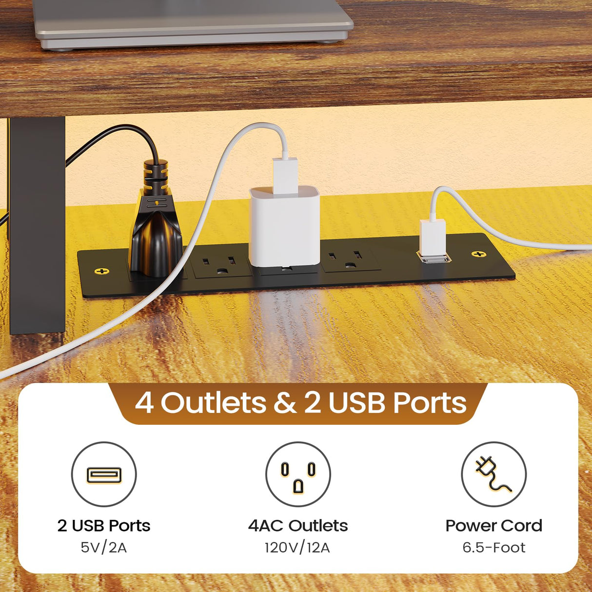 66.9" L Shaped Desk, Reversible Computer Desk with Monitor Stand and Pegboard,