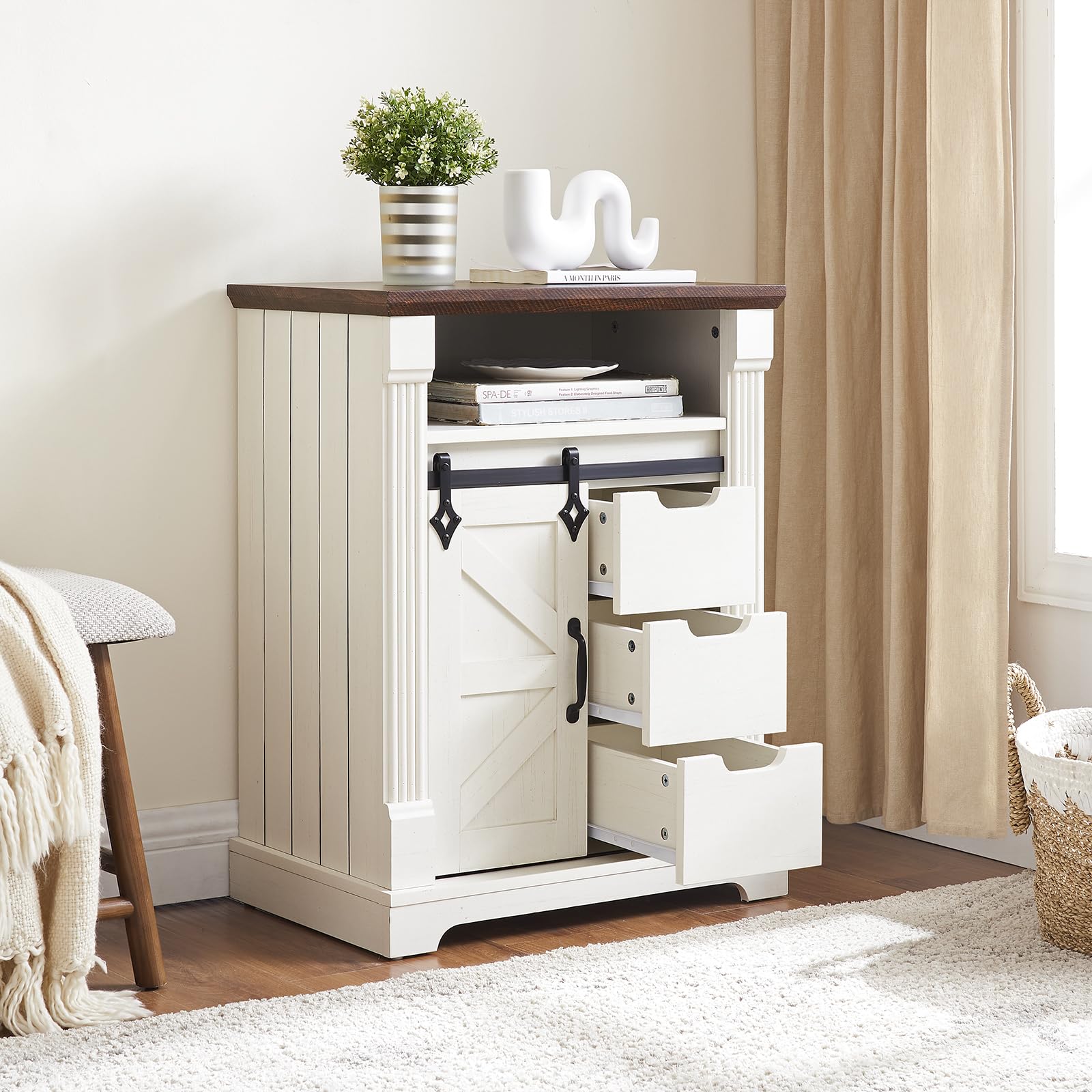Bathroom Storage Cabinet with Sliding Barn Door, Small Storage