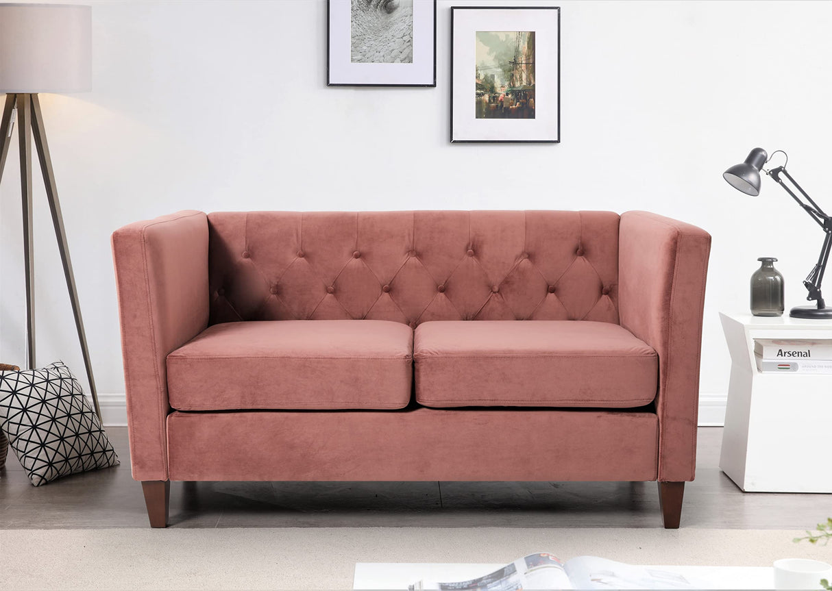 Modern Style High Density Foam Rose Velvet Button-Tufted 3 PC Living Room Set with