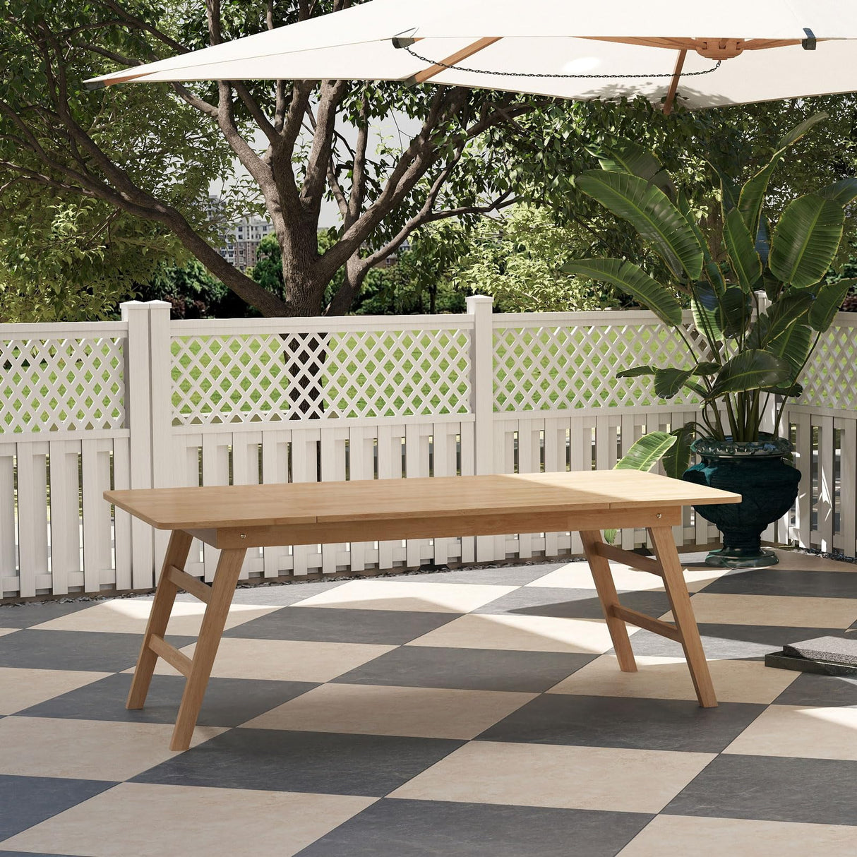 Solid Wood Folding Dining Table - 83x39 Inch Outdoor Patio Table for 8-10 People