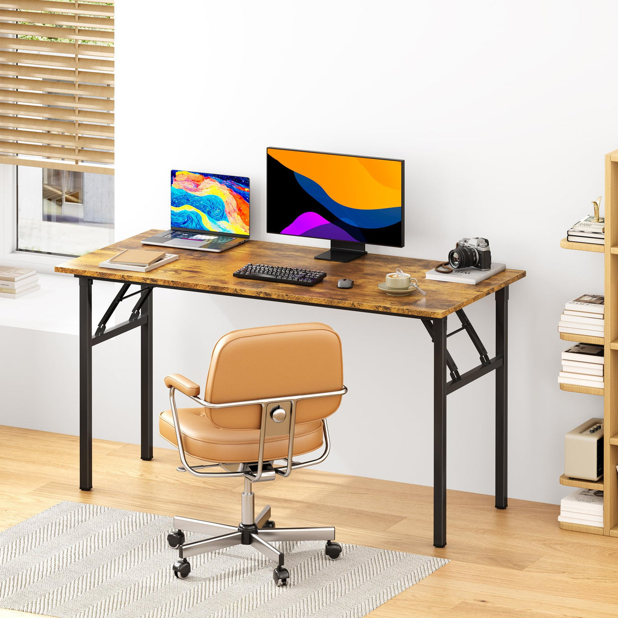 Folding Desk Computer Desk 47inches Large No Install Needed Folding Table Workstation