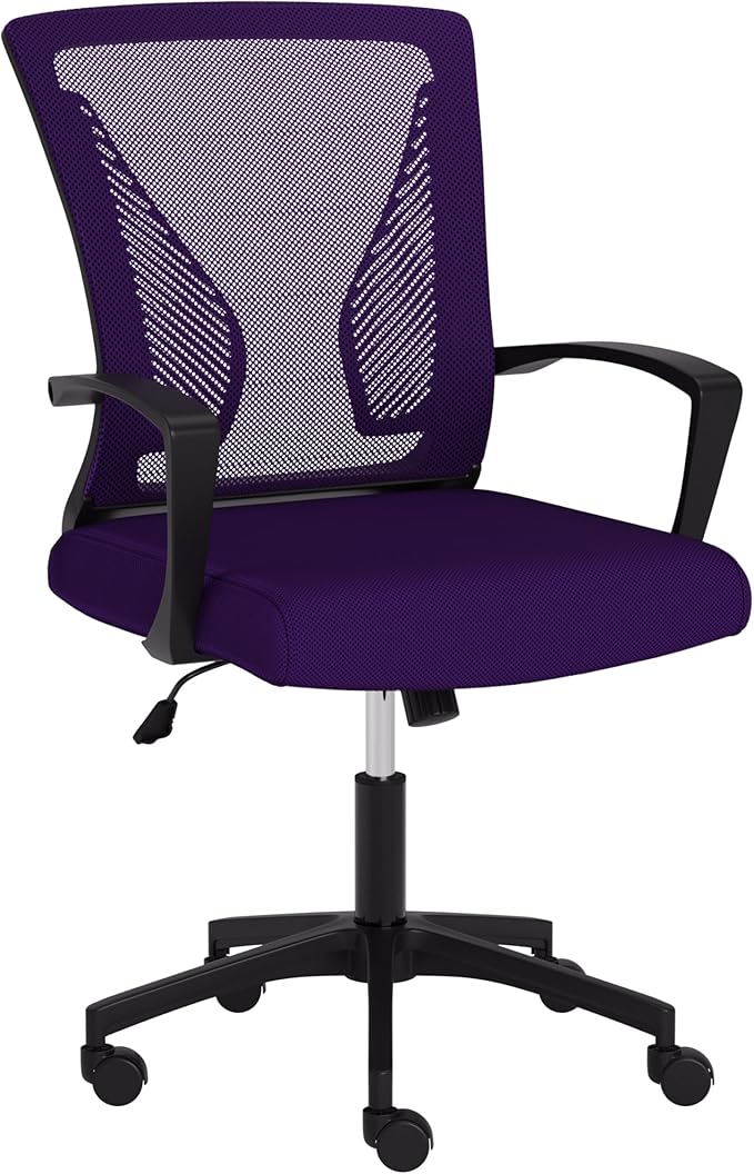 Mesh Back Ergonomic Height Adjustable Task Chair - for Home Office, Tilting, Padded Seat