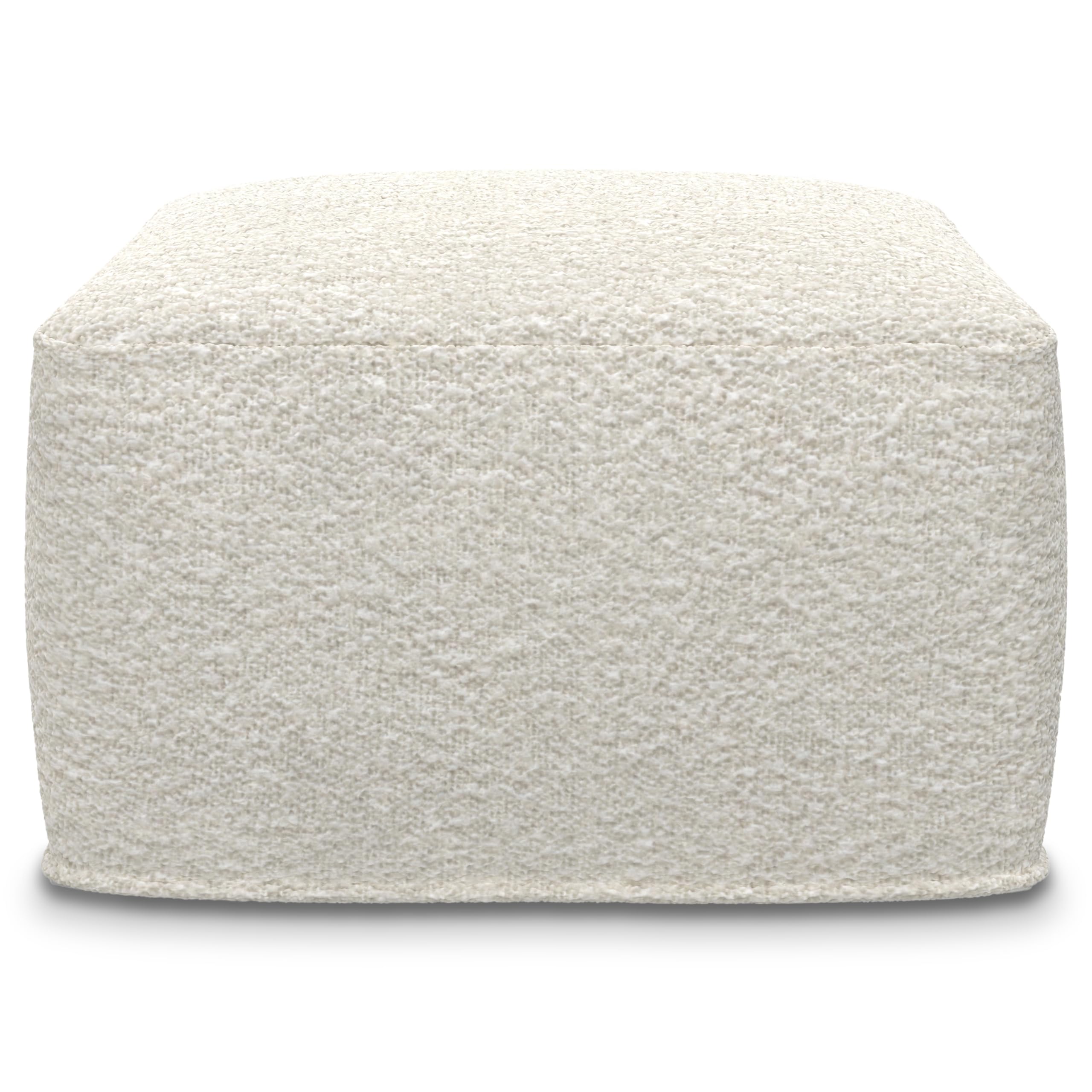 Chantal Contemporary Square Pouf in Ivory Boucle for The Living Room