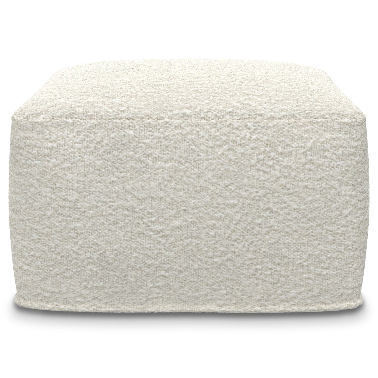 Chantal Contemporary Square Pouf in Ivory Boucle for The Living Room