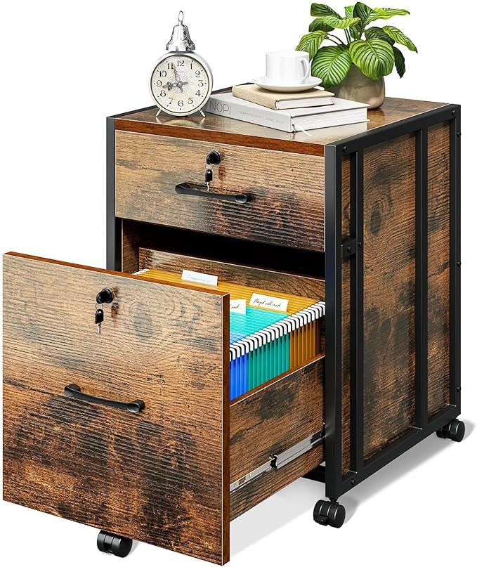 File Cabinet for Home Office, Fully Assembled Filing Cabinet with Lock