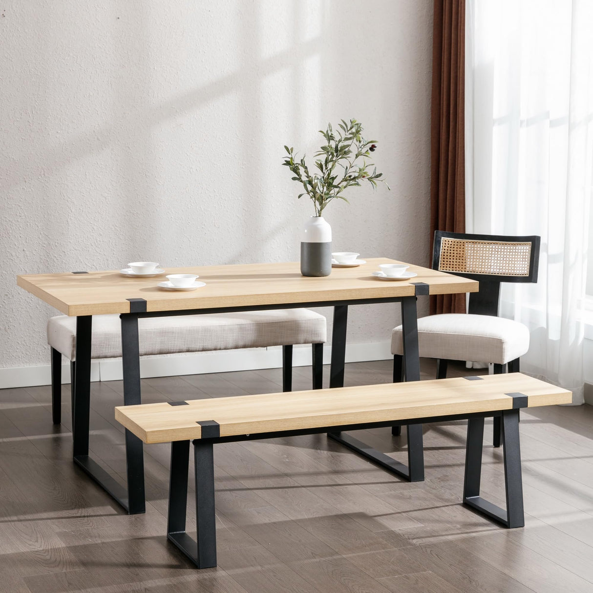 Wooden Dining Bench 60” Industrial Table Benches