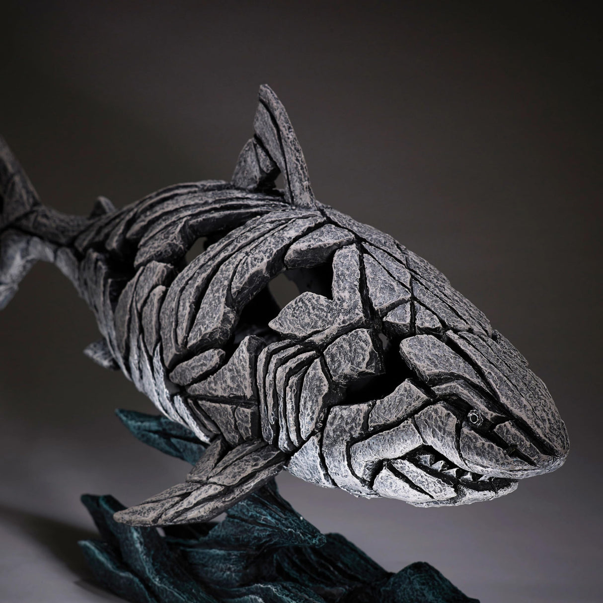 Edge Sculpture Shark on Wave Animal Figurine, 12.2 Inch, Grey and Blue