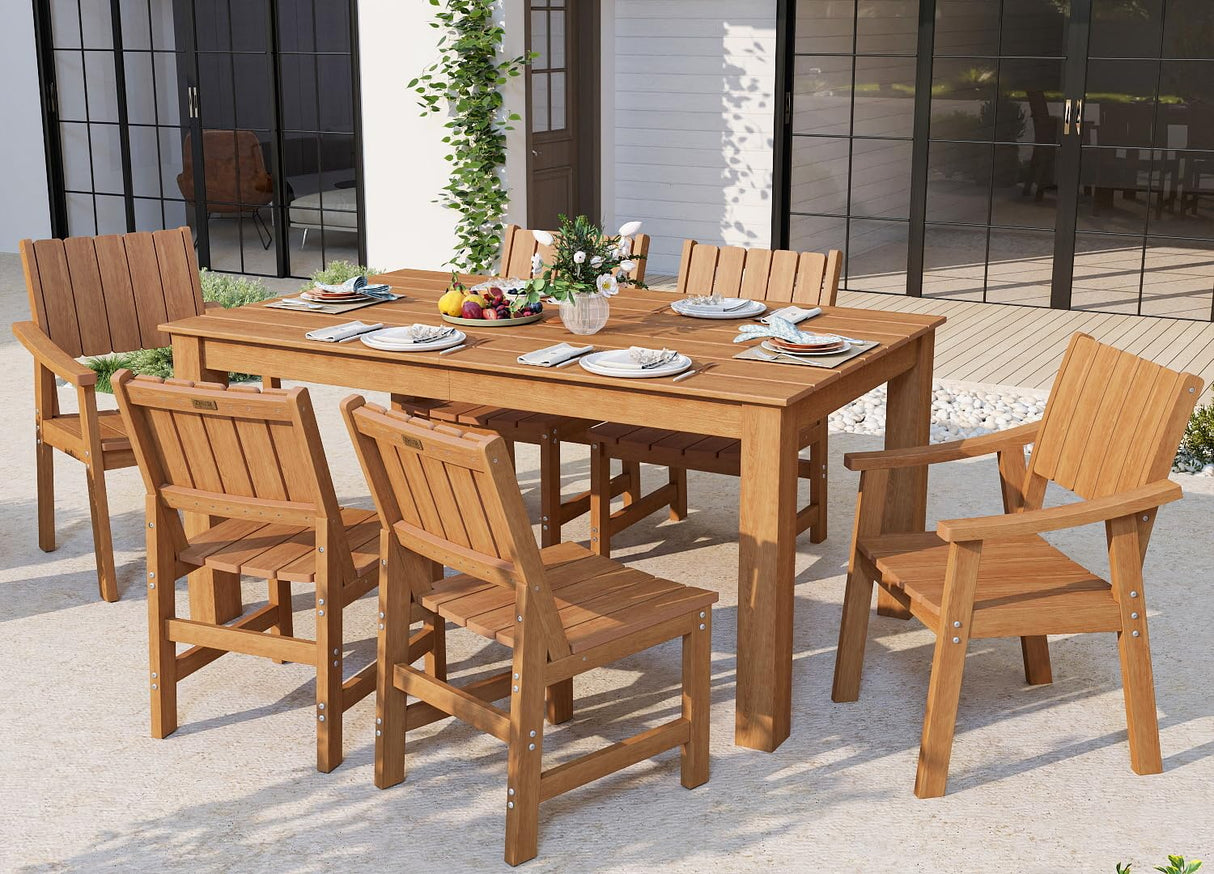 Outdoor Dining Set for 6,HDPE Rectangle Table and Chair