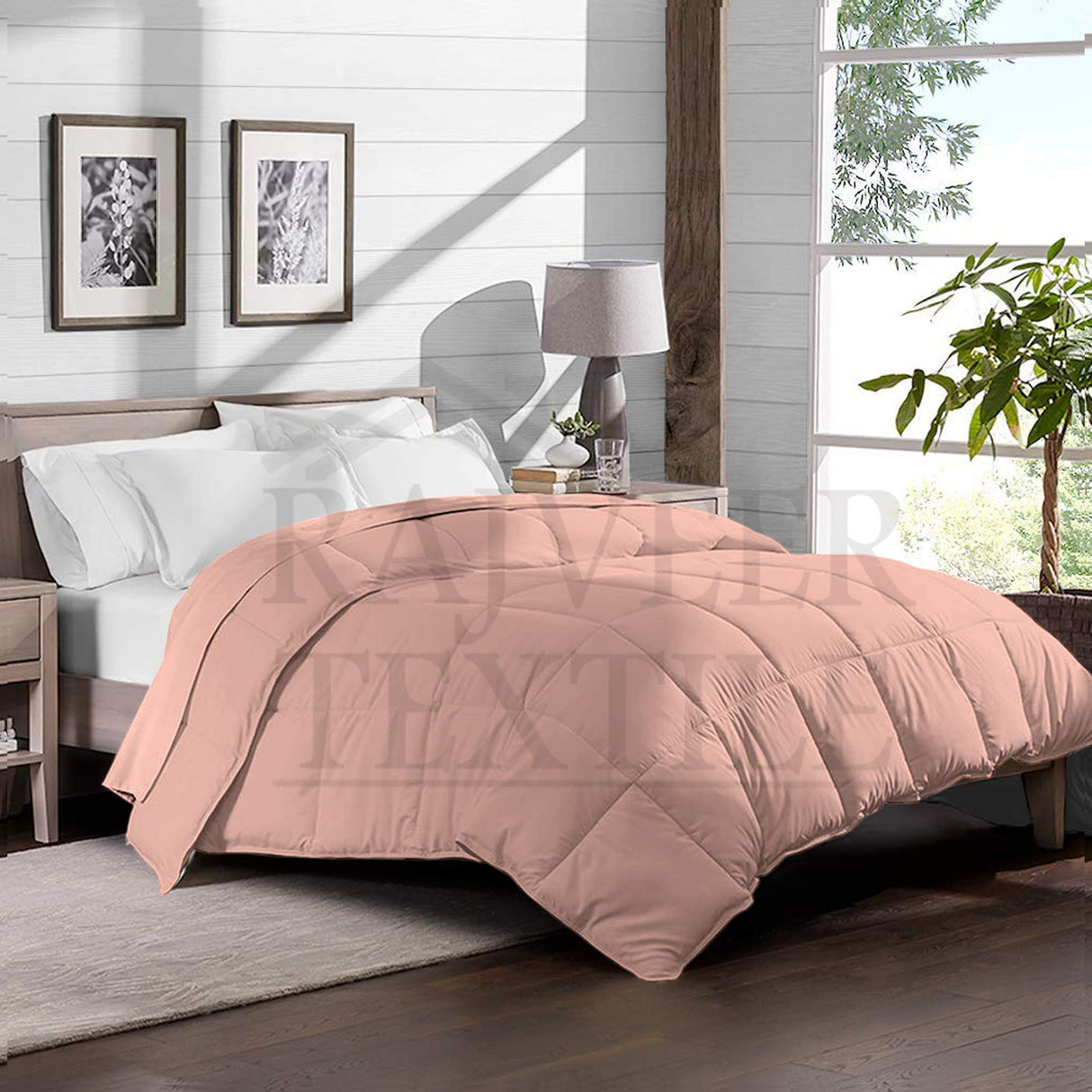 1 Piece Down Alternative Comforter All Season-400GSM Lightweight 6 Corner Ties