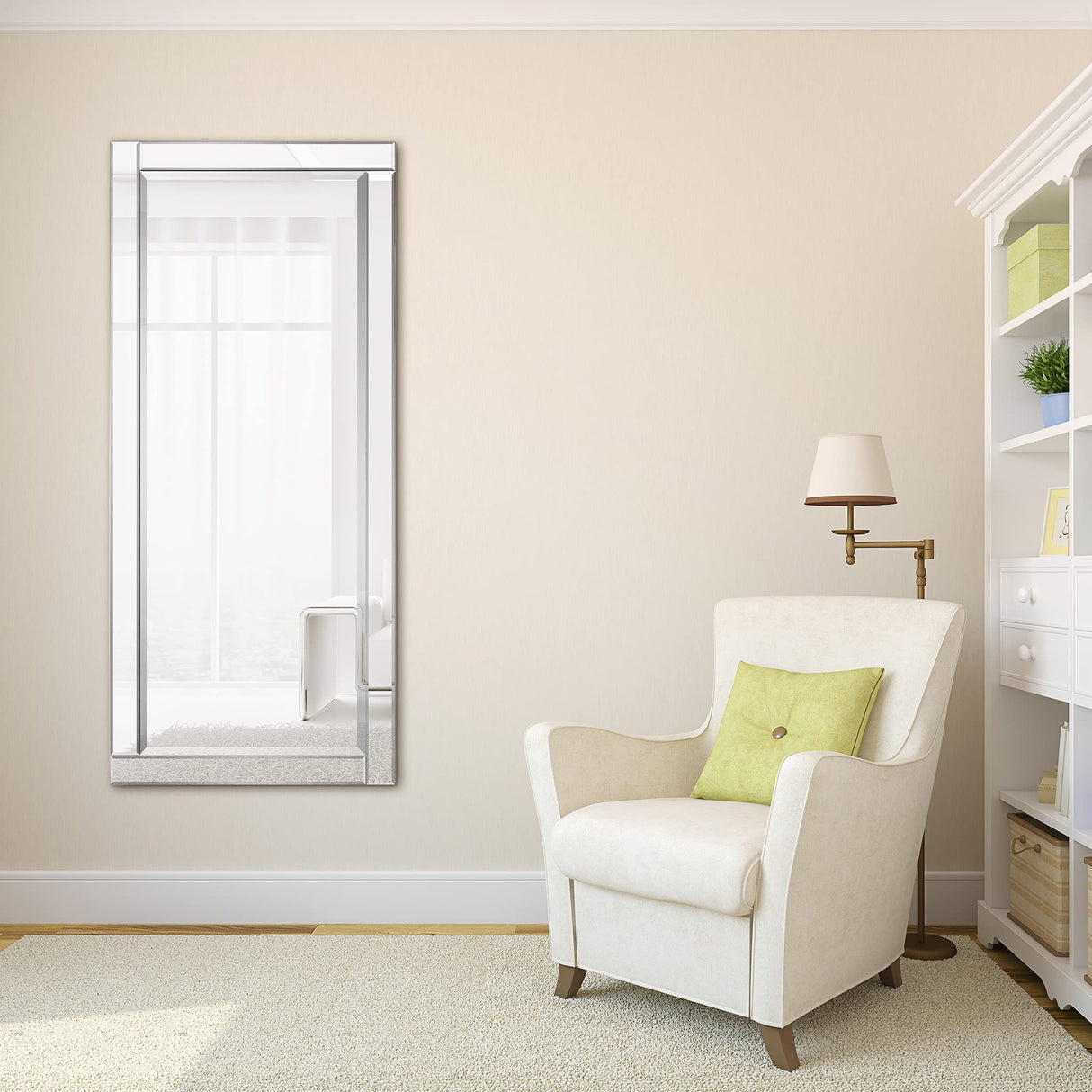 Modern Rectangle Wall Mirror for Vanity & Bathroom Solid Wood Frame