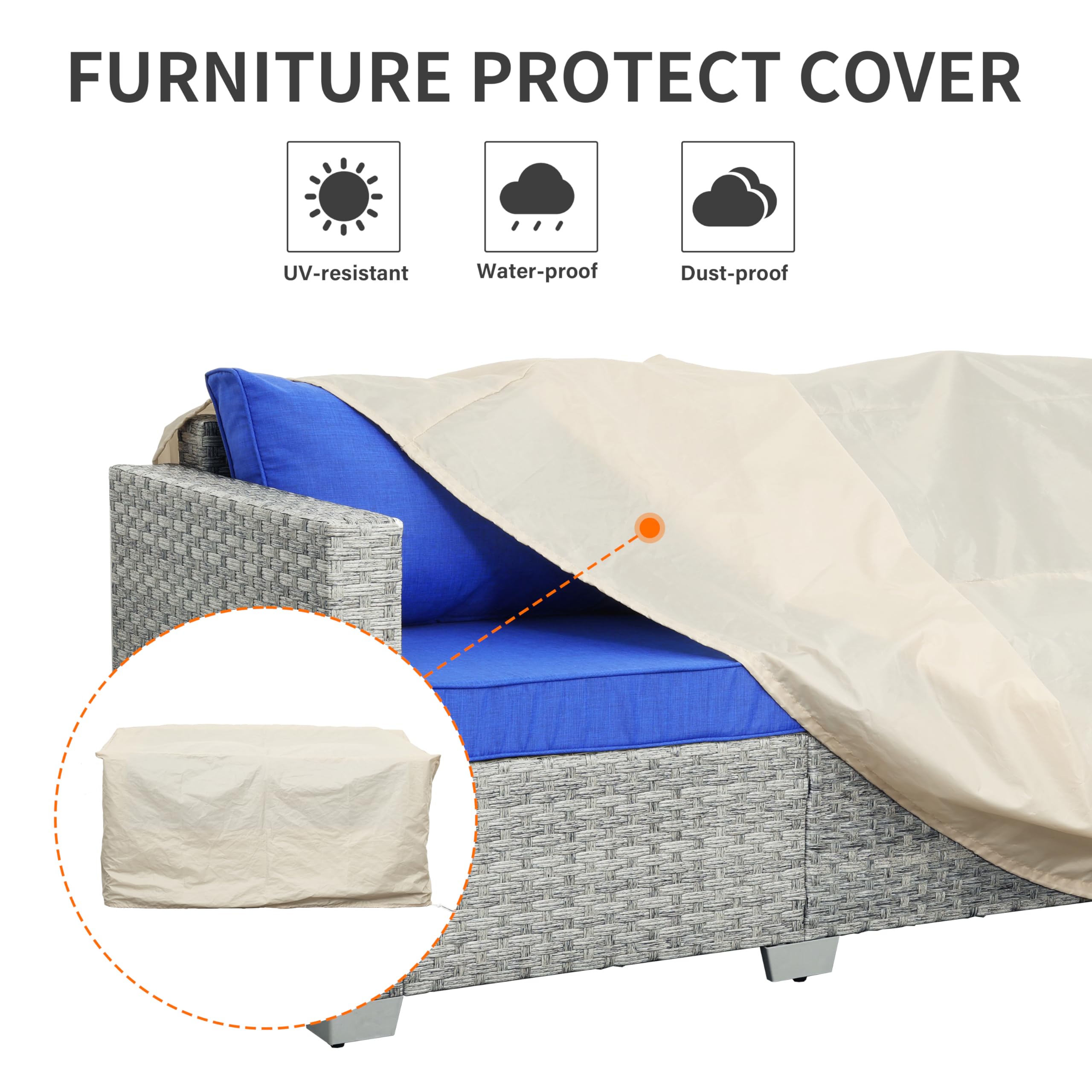 Patio Loveseat Outdoor Wicker Small Couch PE Rattan 2-Seater Furniture Sofa