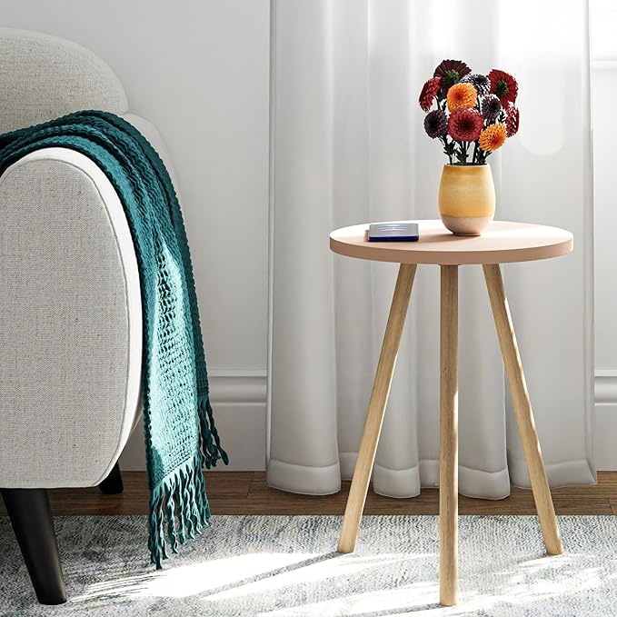 Small Round Side Tables for Living Room, Minimalist Circle Accent End Table Small Spaces