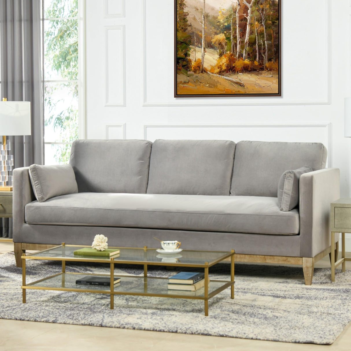Knox 84" Modern Farmhouse Velvet Living Room Sofa Couch