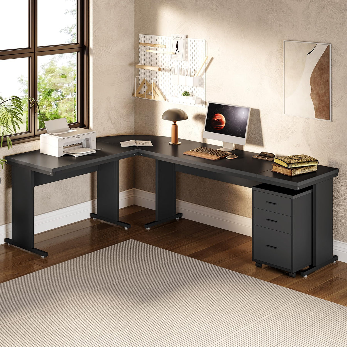 82.67" Long Executive Desk Large L-Shaped Computer Office Desk