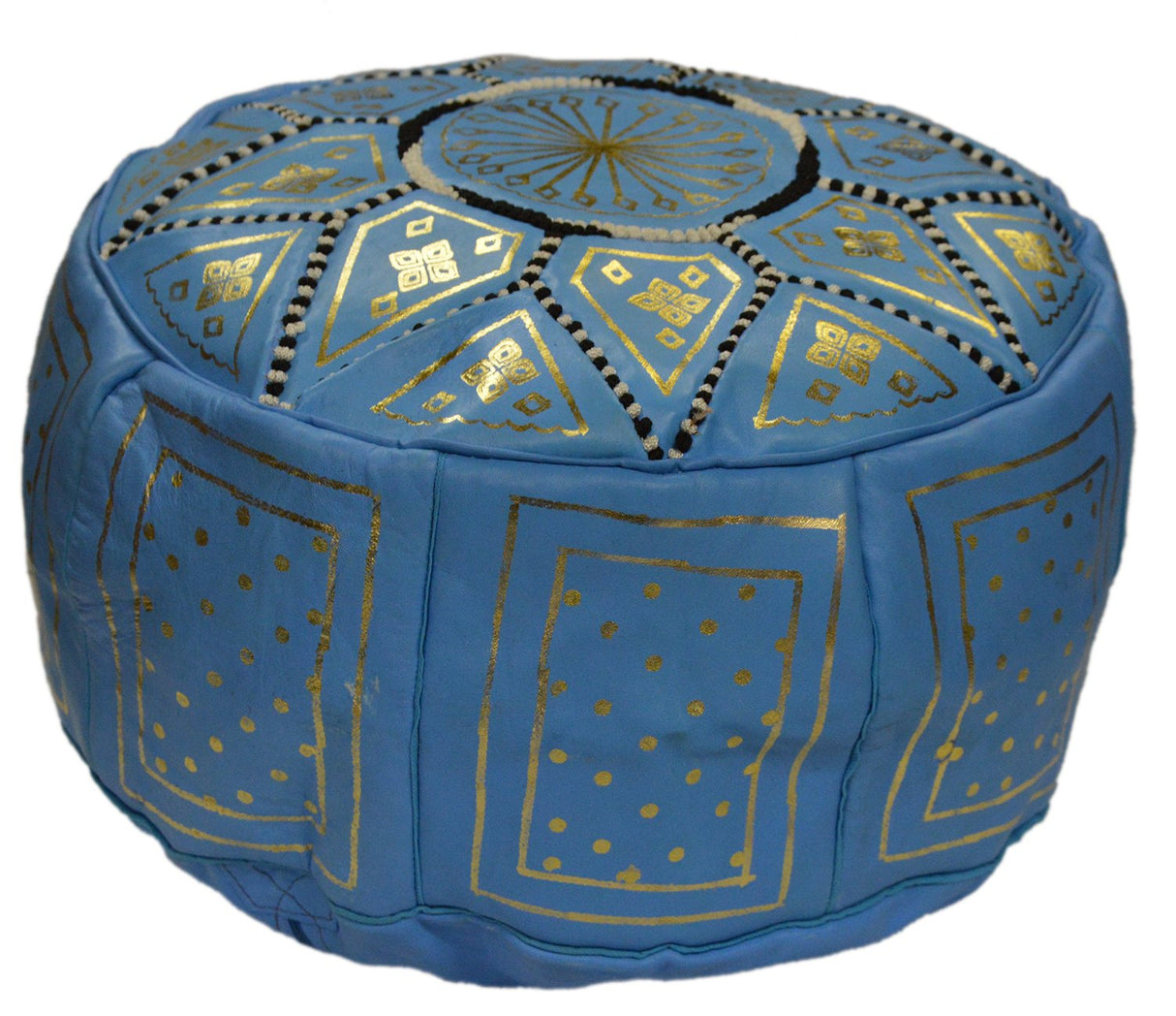 Morocco Moroccan Pouf Hand Made 100% Leather Ottoman Comfortable Round Design Foot Stool
