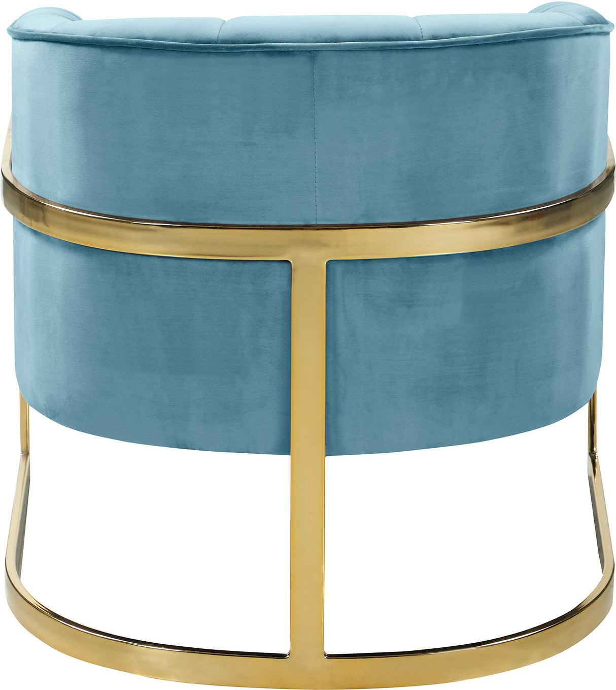 Carter Collection Modern | Contemporary Upholstered Velvet Barrel Accent Chair with Gold Stainless Base, Aqua, 29" W x 27.5" D x 31" H