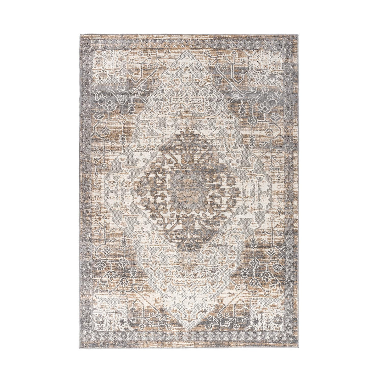 Distressed Traditional Indoor/Outdoor Area Rug 5' x 7' Beige