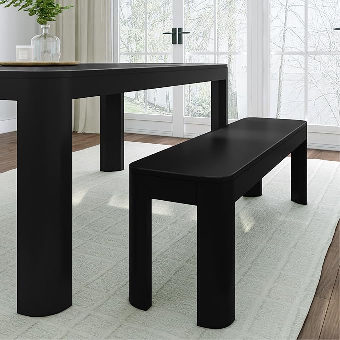 Contour Bench, Modern Rounded 58 Inch Dining Bench