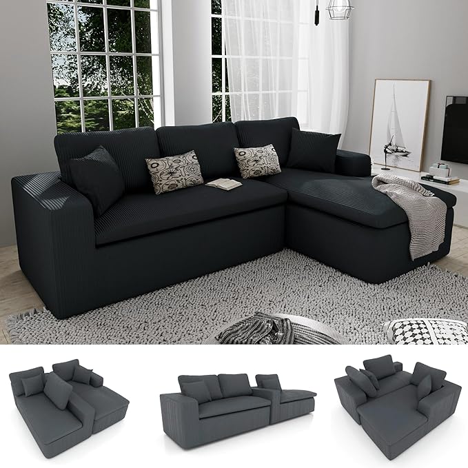 L Shaped Sofa with Deep Seat, 101" Cloud Sectional Couch with Chaise