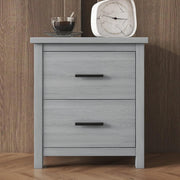 2 Drawers, Vintage Nightstand Wood Bedside End Table for Bedroom, Dorm, Light Gray