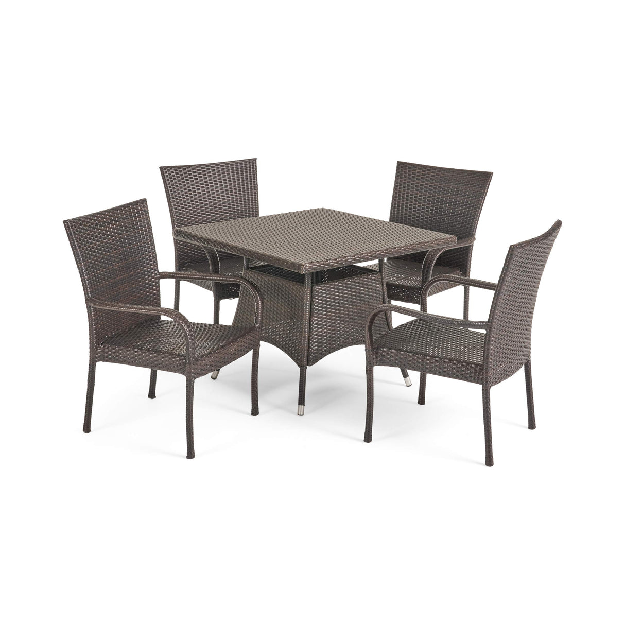 Wesley Outdoor Wicker Dining Set, 5-Pcs Set, Multibrown