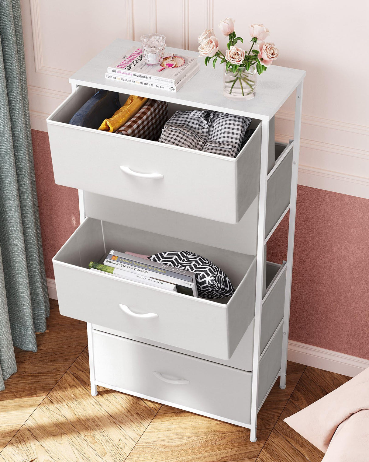 Vertical Dresser Storage Tower - Sturdy Steel Frame