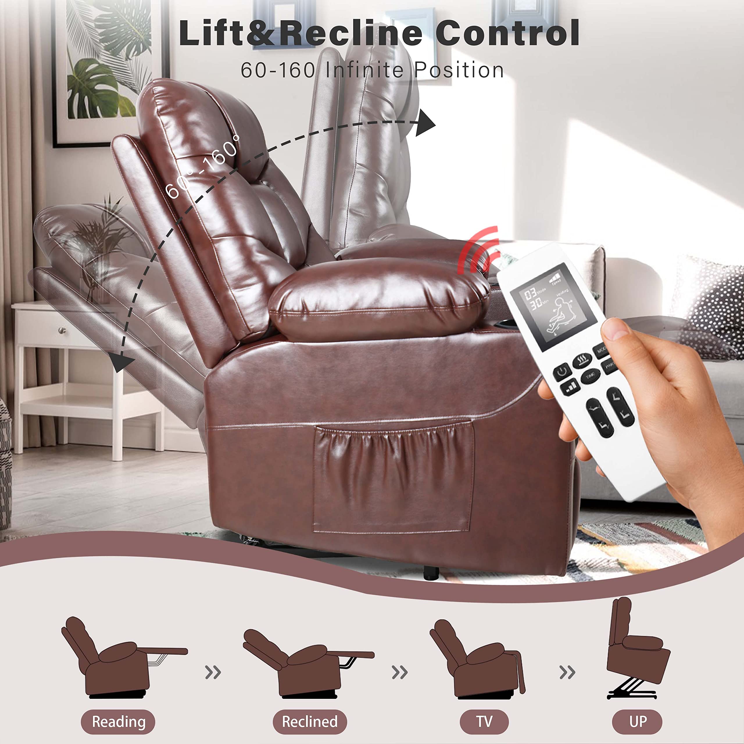 EaseMotion Power Lift Recliner Chair – Cup Holders & Wired Control