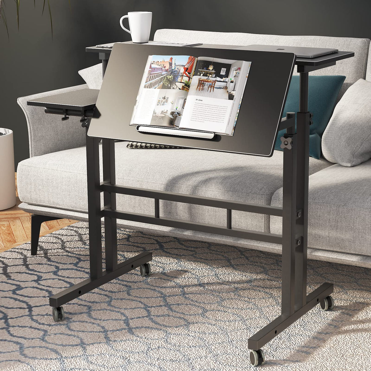 31.5inches Height Adjustable Desk Laptop Desk on The Wheels, Rolling Stand Up Desk