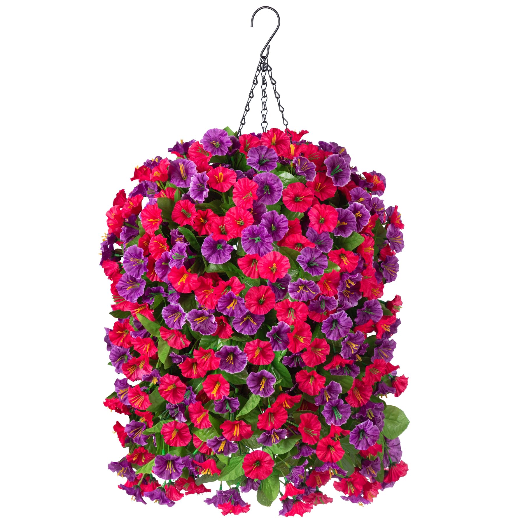 Hanging Baskets with Artificial Flowers for Plants Outdoor Indoor, Faux Silk Morning Glory Vines