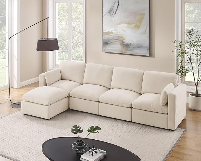121" Modular Sectional Sofa, Convertible Sofa Couch Modular Sectional