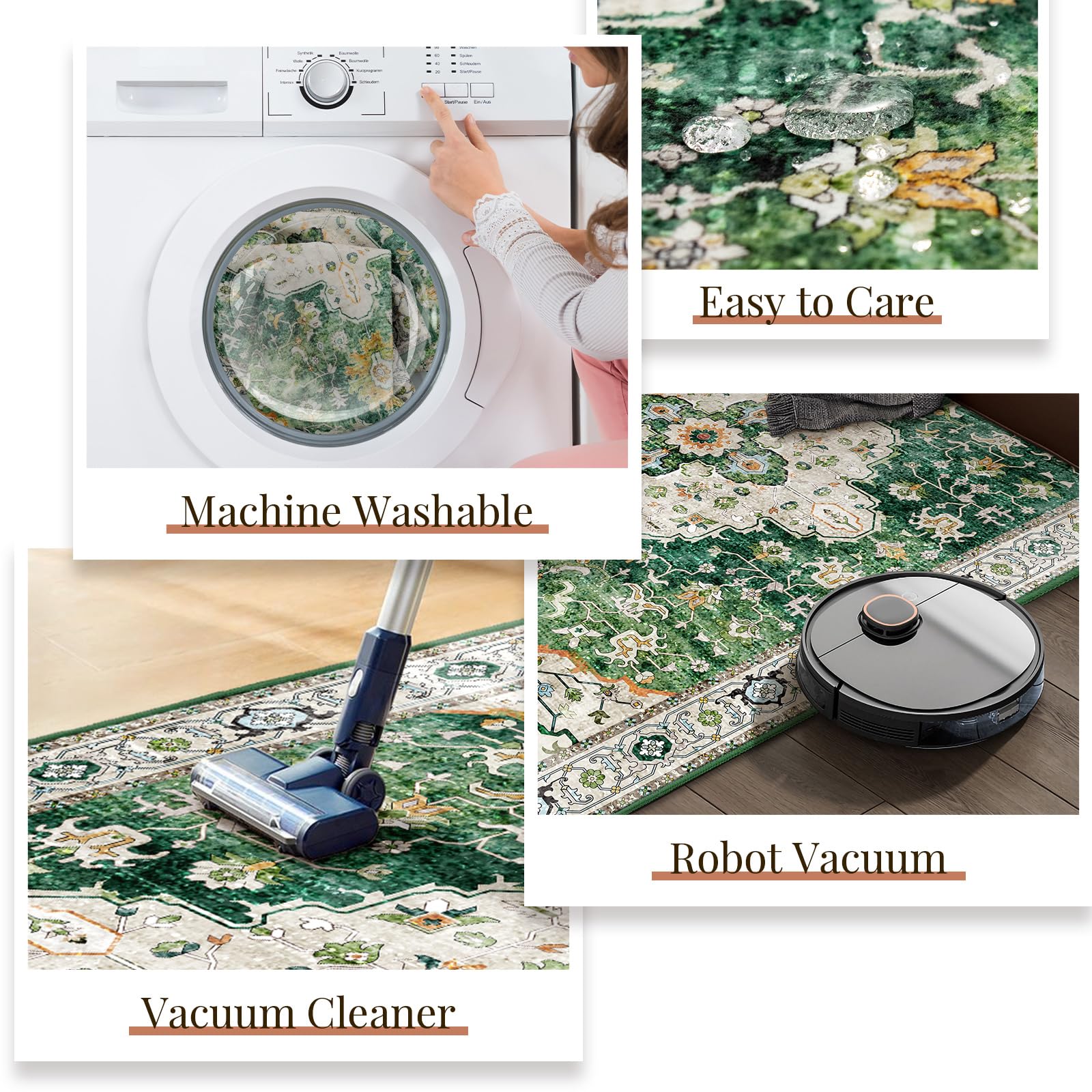 Green Rug 3x5,Washable Area Rugs for Bedroom Living Room Kitchen Entryway,Small