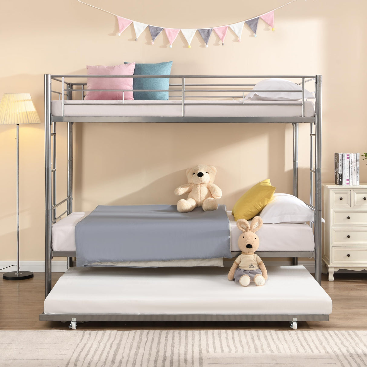Twin Size Bunk Bed with Safety Guardrail