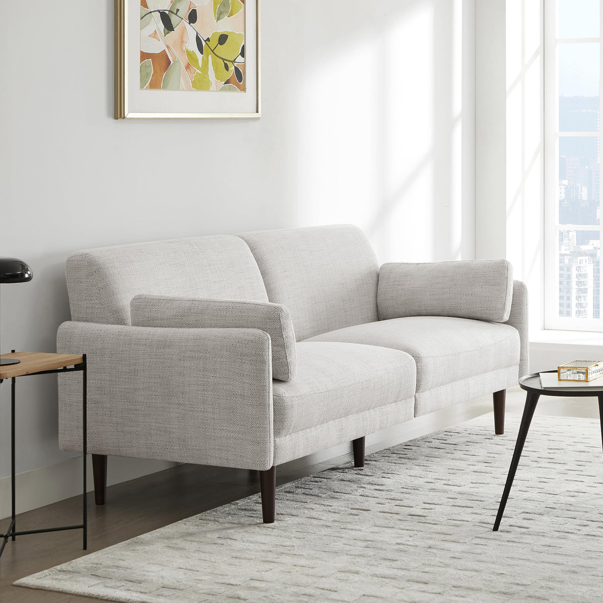 Mid-Century Modern Sofa, Fabric Couch for Living Room