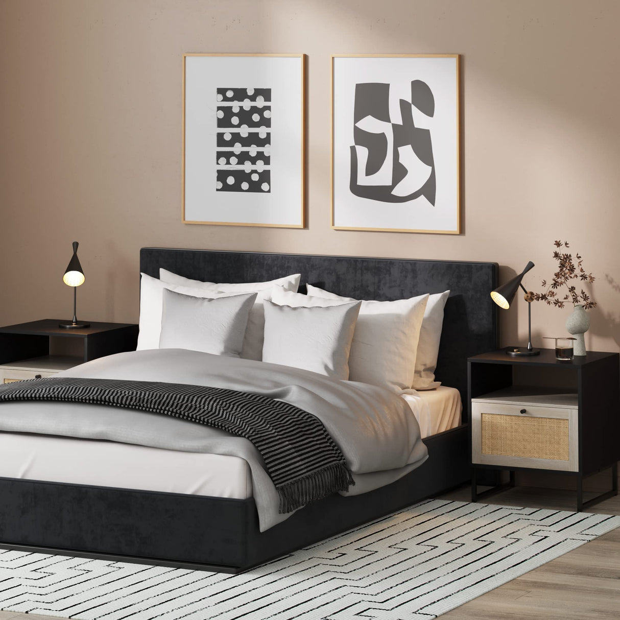 Mina Rattan Wood End Side Accent Table Nightstand