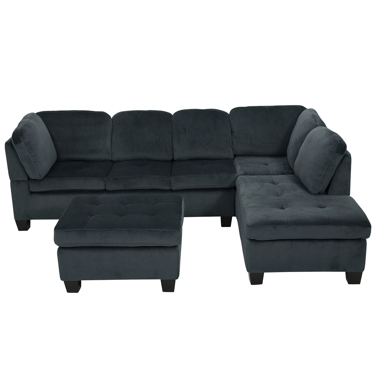 Canterbury Fabric Sectional Set, Charcoal