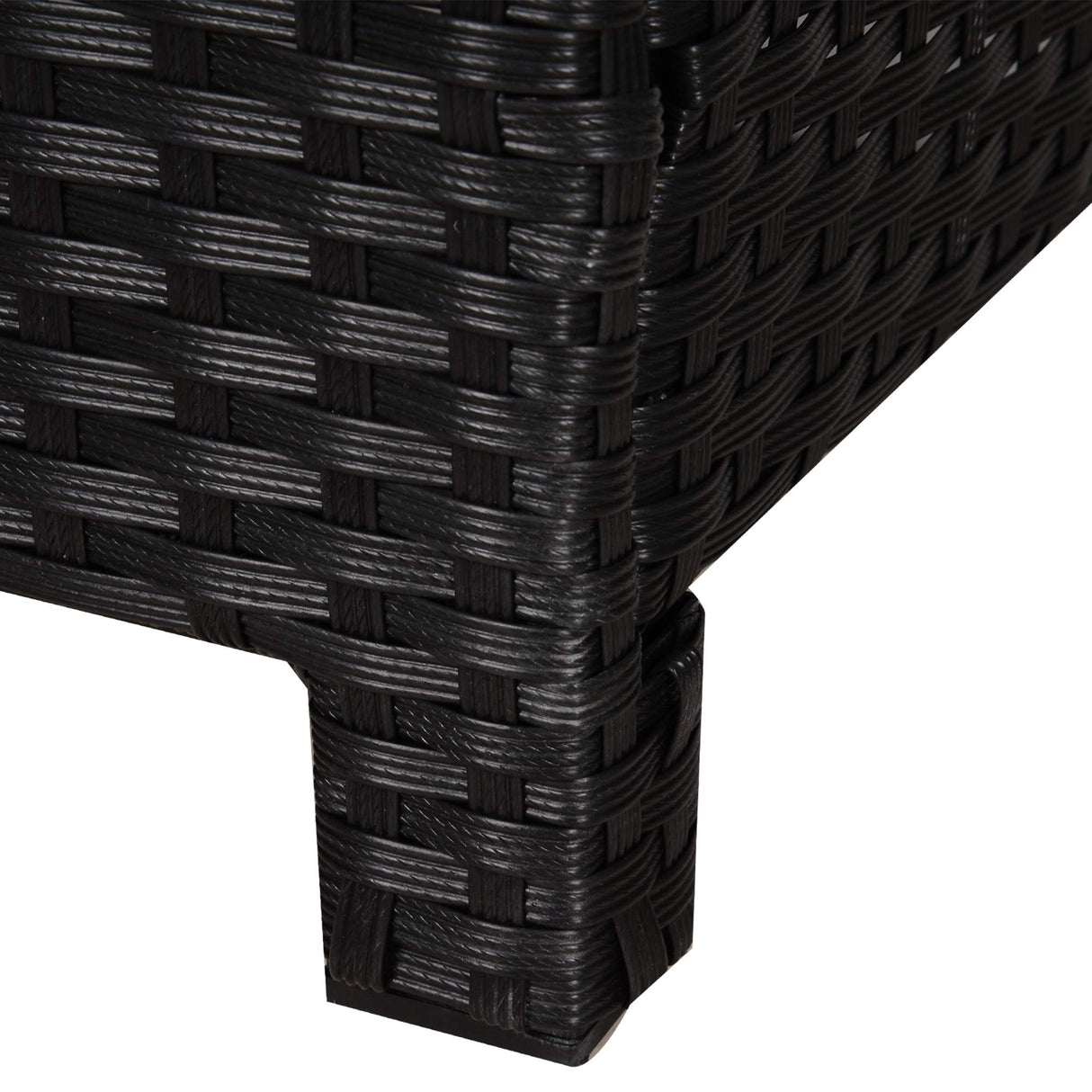 20" Patio Wicker Ottoman, Multipurpose Outdoor PE Rattan Footrest