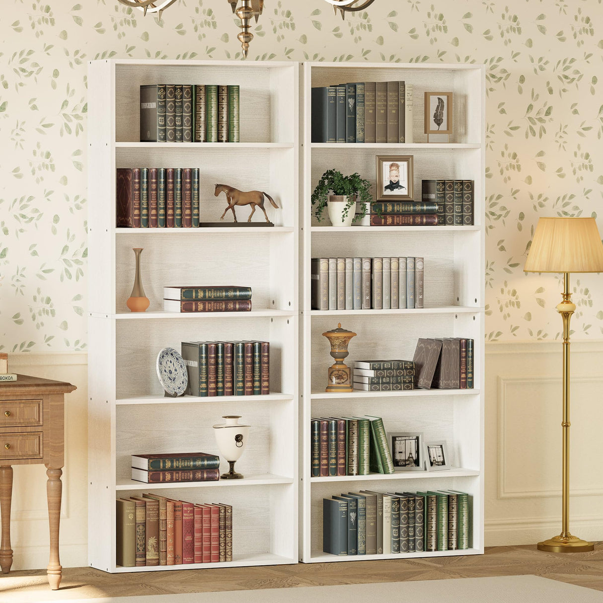 Bookshelves and Bookcases Set of 2 Floor Standing 6 Tiers Display Storage