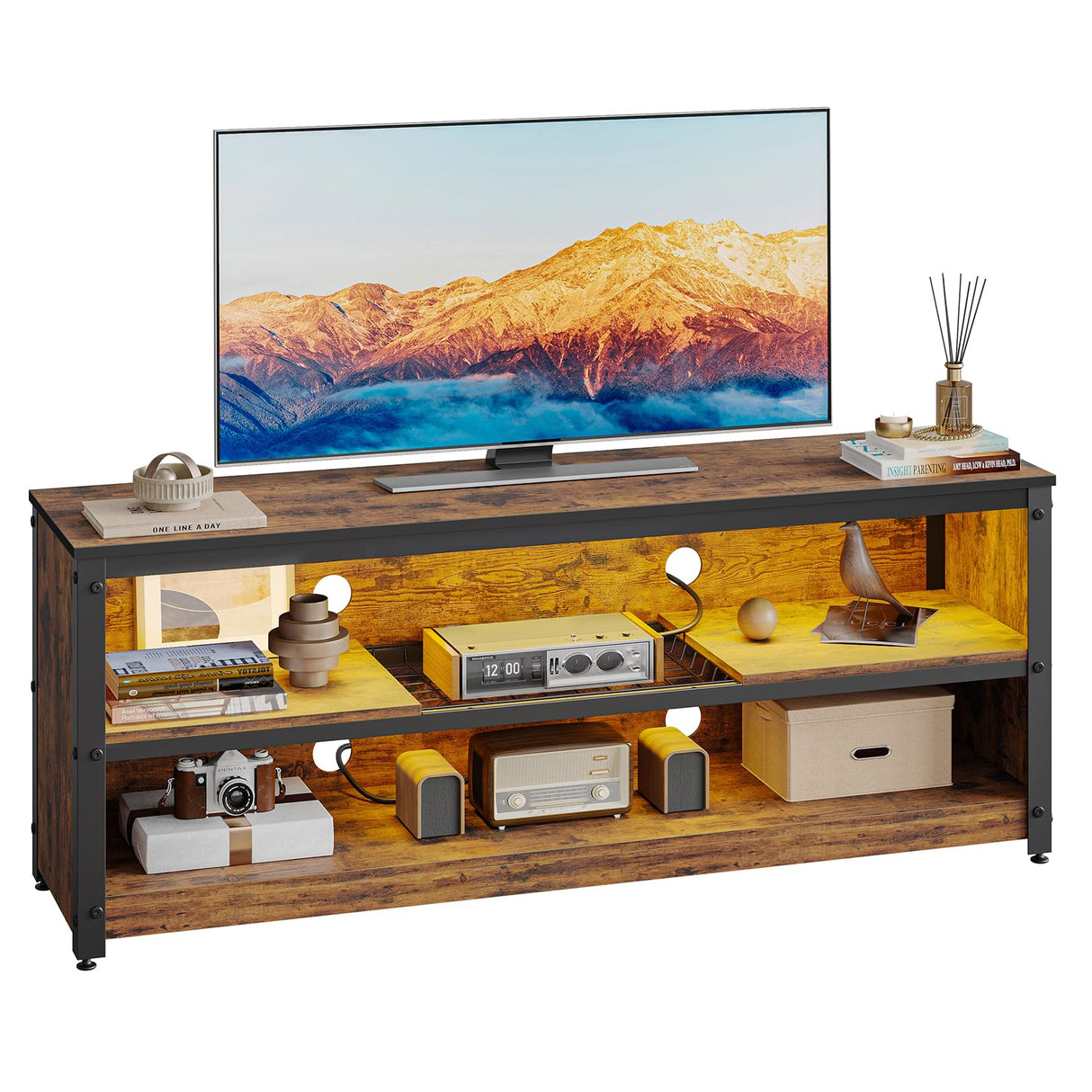 LED TV Stand for 55/60 Inch TVs, Gaming Entertainment Center