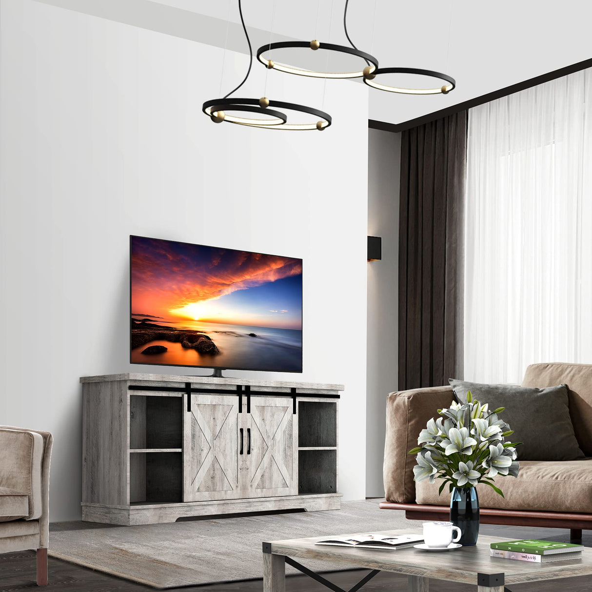 S09012 59 Inch TV Stand, 59"x15.74"x27.55", Brown