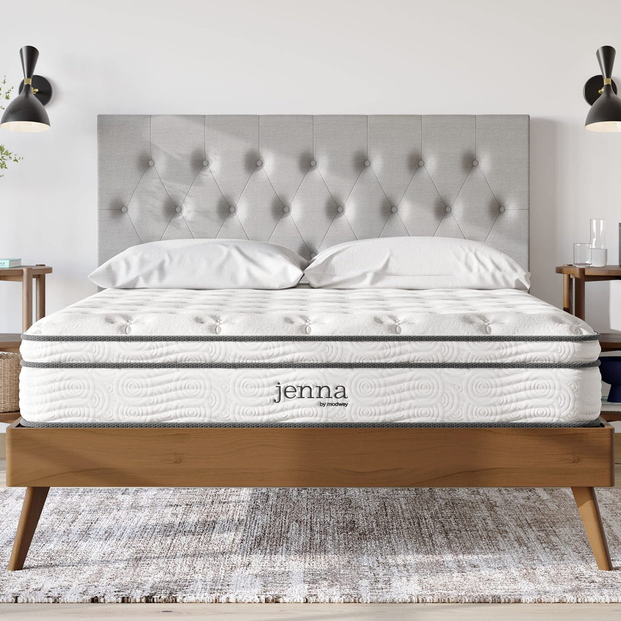 Jenna Innerspring and Foam Mattress-10-Year Warranty, Queen, White